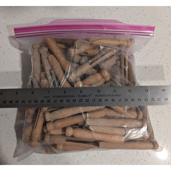 Vintage Wooden Clothespins 1 gallon bag rustic laundry craft - Picture 10 of 11